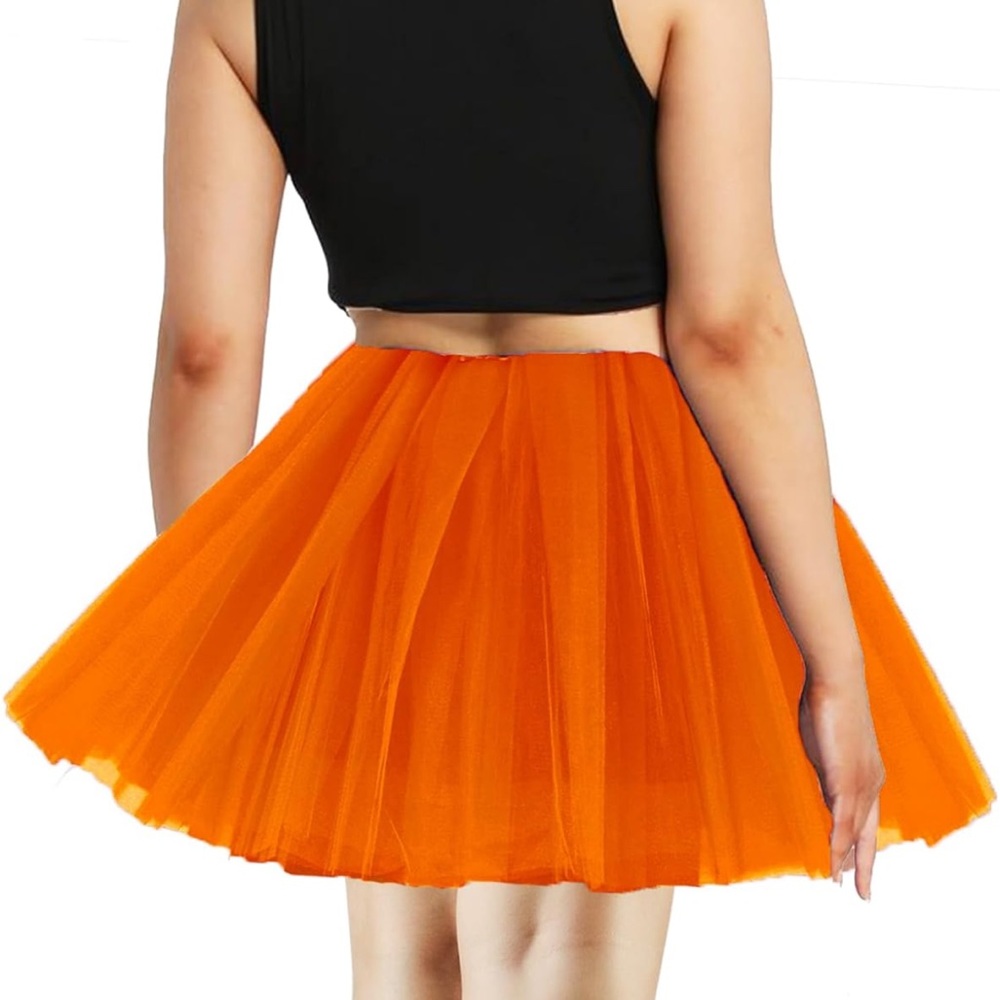 Orange Tutu Adult 4 Layered Skirt with Satin Lined